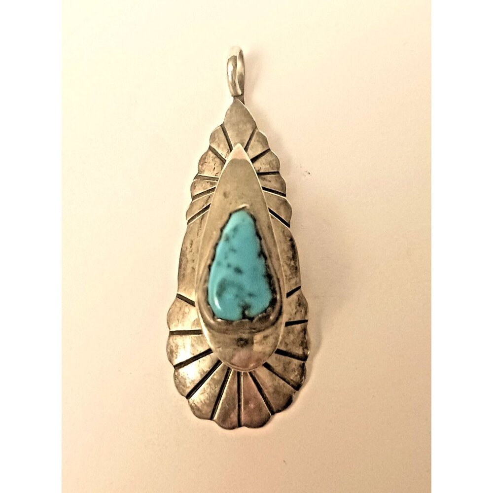 Native American Turquoise Sterling signed Pendant (1606)